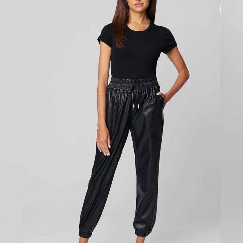 BLANK NYC Faux Leather- Vegan -Joggers with Elastic Waistband Size XS NWT